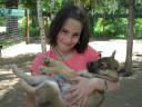 girl holding a puppy